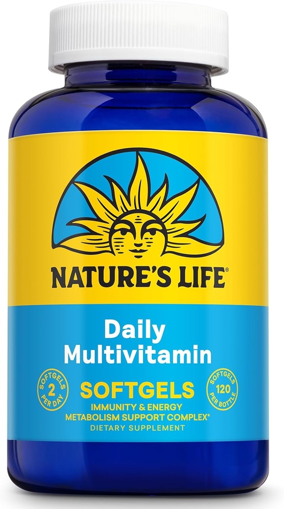 Life Daily Multivitamin per uomini e donne - Multivitamina completa con ferro - Valore giornaliero delle vitamine e dei minerali più essenziali - Energia sana e supporto immunitario - 60 Serv, 120 Softgels