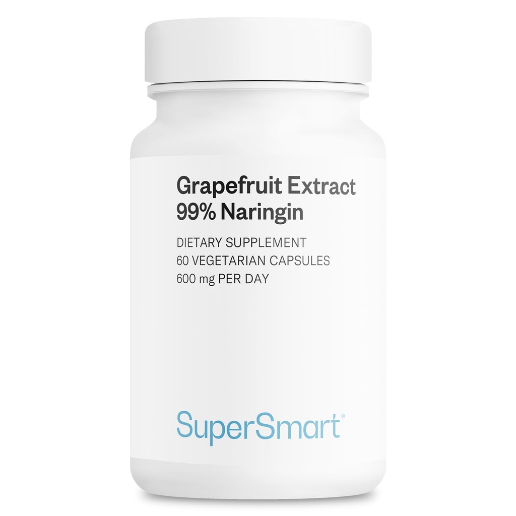 Supersmart - Estratto di pompelmo 600mg al giorno (99% Naringin) - Supplemento GSE ad alta potenza | Non OGM & Gluten Free - 60 capsule vegetariane