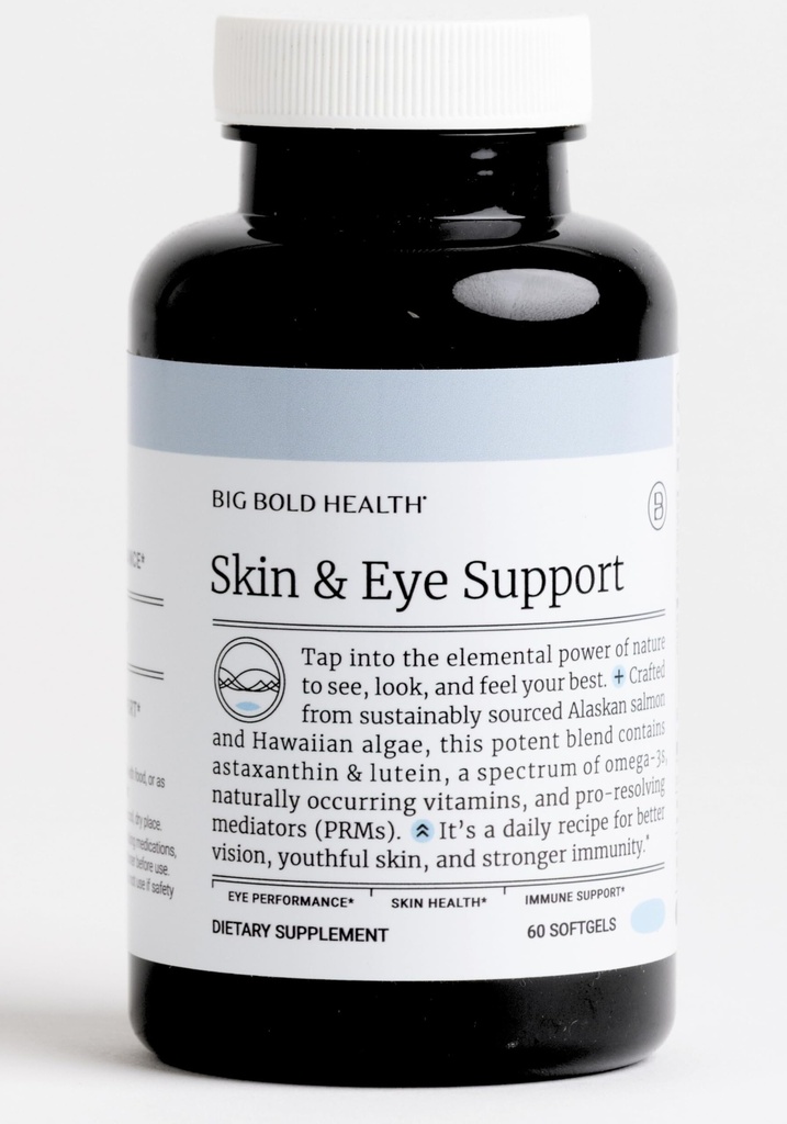 BIG BOLD HEALTH Skin & Eye Support Omega-3 Integratore con olio di salmone dell'Alaska, DHA, Astaxantina e Lutein per la visione, salute della pelle e immunità (60 Softgels)