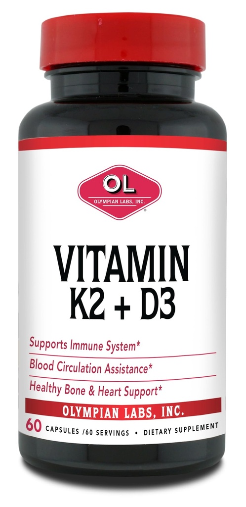 Vitamina K2 + D3, 60 Serve, Supporta il sistema immunitario, Bone e il supporto cardiaco, 60 capsule vegane