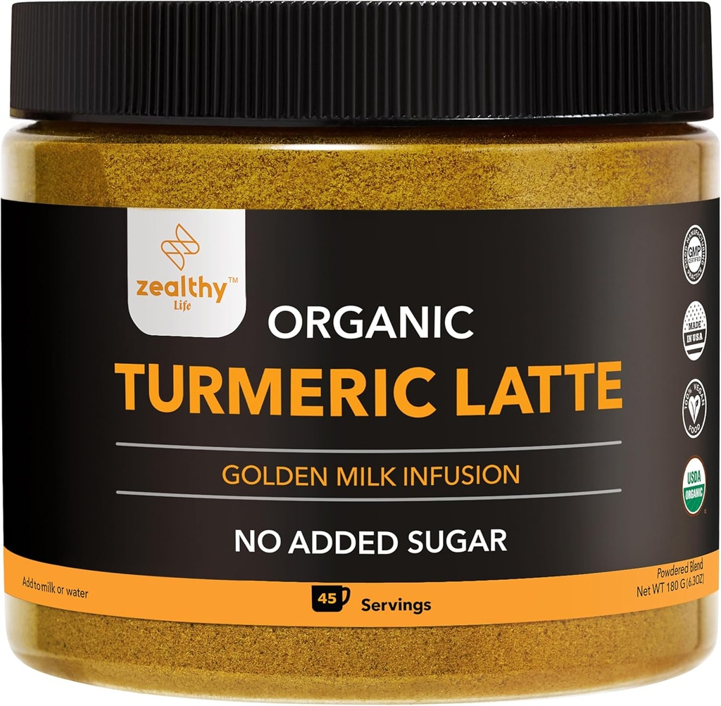 Polvere terrica organica – certificata USDA, nessun supplemento di curcuma di zucchero aggiunto con cannella di Ceylon, vita Zealthy, 45 Servings