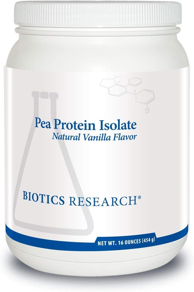 Biotics Research Pea Protein Isolate Natural Vanilla Aromaed, Miscela facilmente con acqua o succo, Proteine Premium Pea, Proteine Clean 21 grammi per Serving 16 once