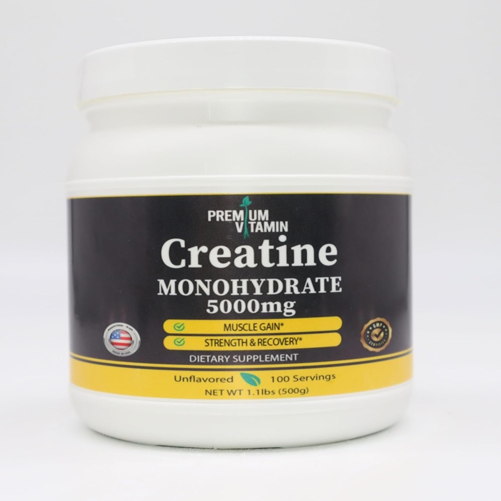 Polvere monoidrata della creatina - guadagno del muscolo & recupero - polvere di creatina pura non aromatizzata - 5g per Scoop - 5000mg per porzione - supplemento di creatina per uomini e donne - 500 grammi