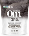 OM MUSHROOM SUPERFOOD Chaga Organic Mushroom Powder, 7.05 Ounce Pouch, 100 Servings, US Grown, Sacra Antiossidanti e supporto immunitario, Superfood Mushroom Supplement