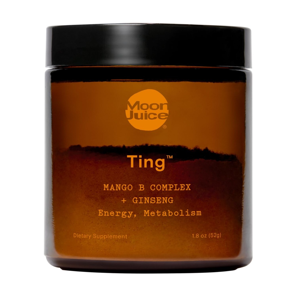 Succo lunare - Ting Mango Vitamina B Complex + Ginseng Supplemento - Jar (25 Serve) - Caffeina Free Energy, Metabolism & Mood - Organic Tulsi & Guava - 3rd Party Tested - Vegan & Non GMO - 1.7oz