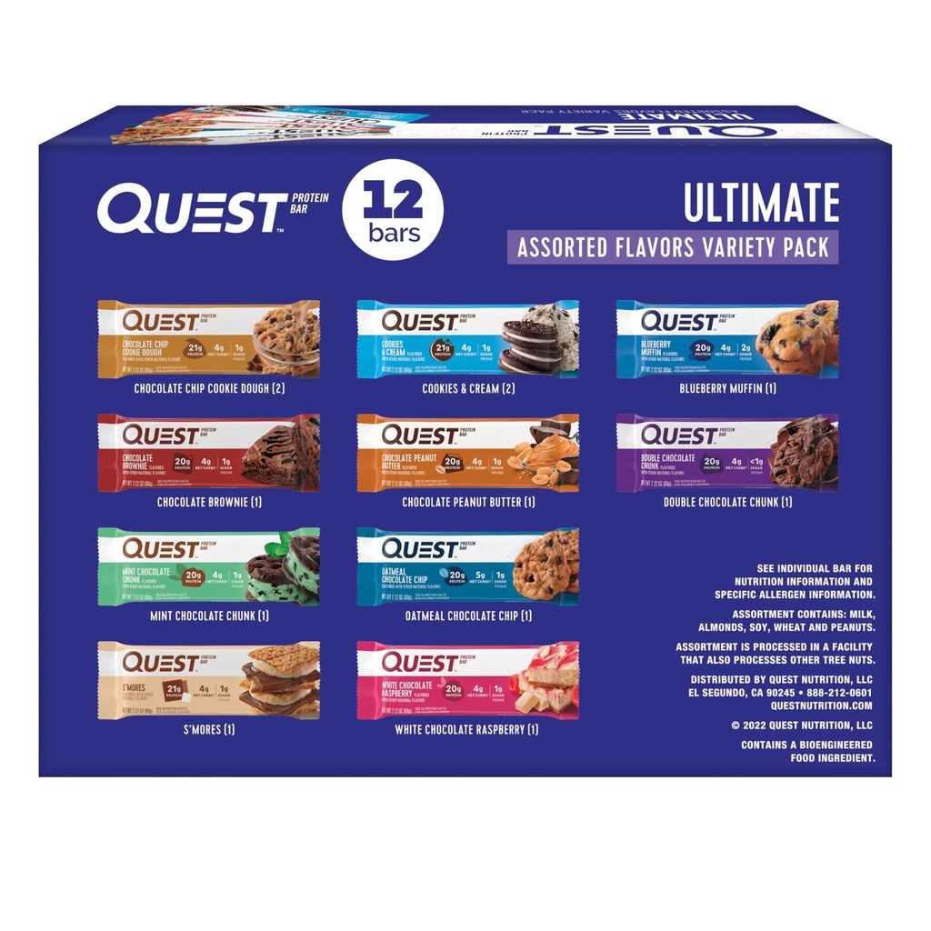 Quest Nutrition Ultimate Variety Pack Protein Bars, Alta Proteina, Carbo basso, Senza glutine, Keto Friendly, 12 Conte