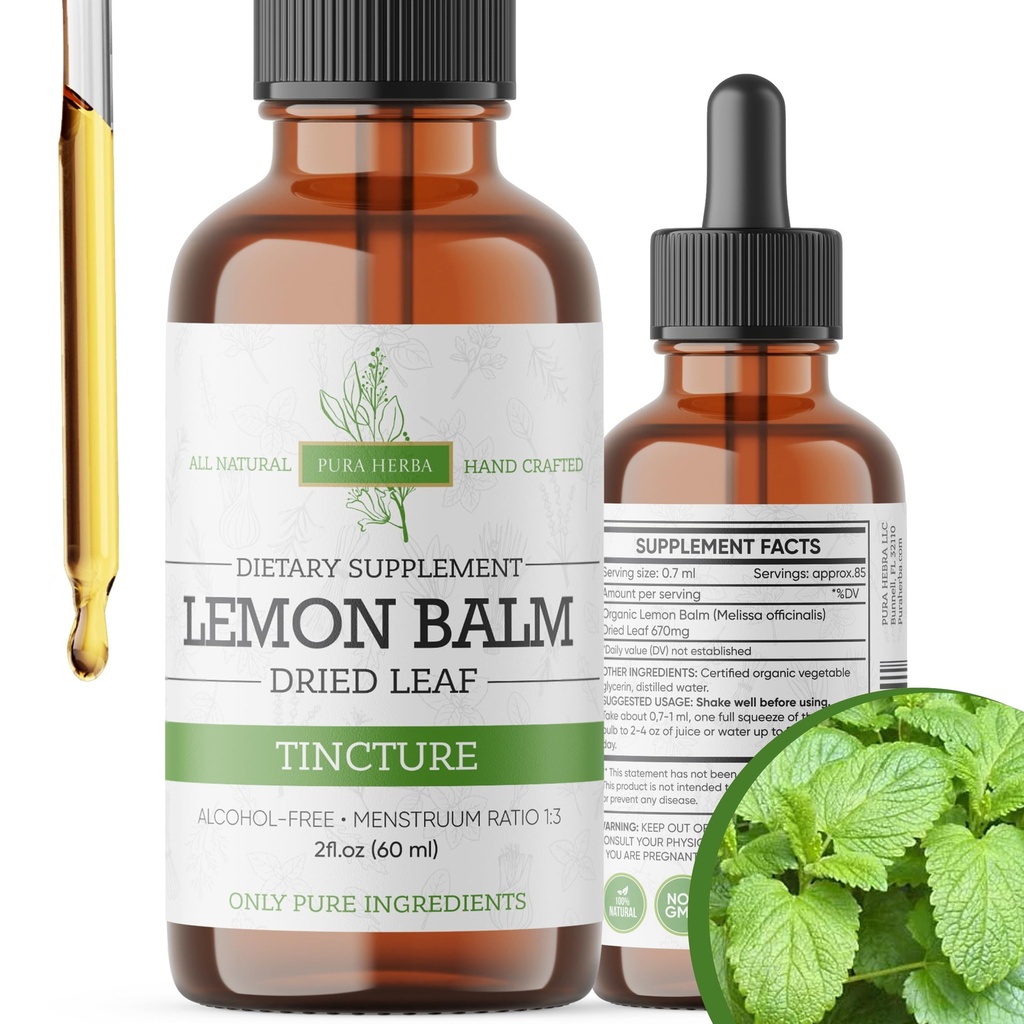 Limone Balm Tincture – Alcol-Free | Melissa Officinalis Liquid Extract | Natural Calming & Sleep Support | Herbal Stress Relief – 2 oz
