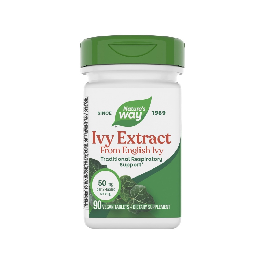 Estratto di Ivy di modo naturale da inglese Ivy Leaf, supporto respiratorio tradizionale*, 50mg Per Serving, 90 compresse