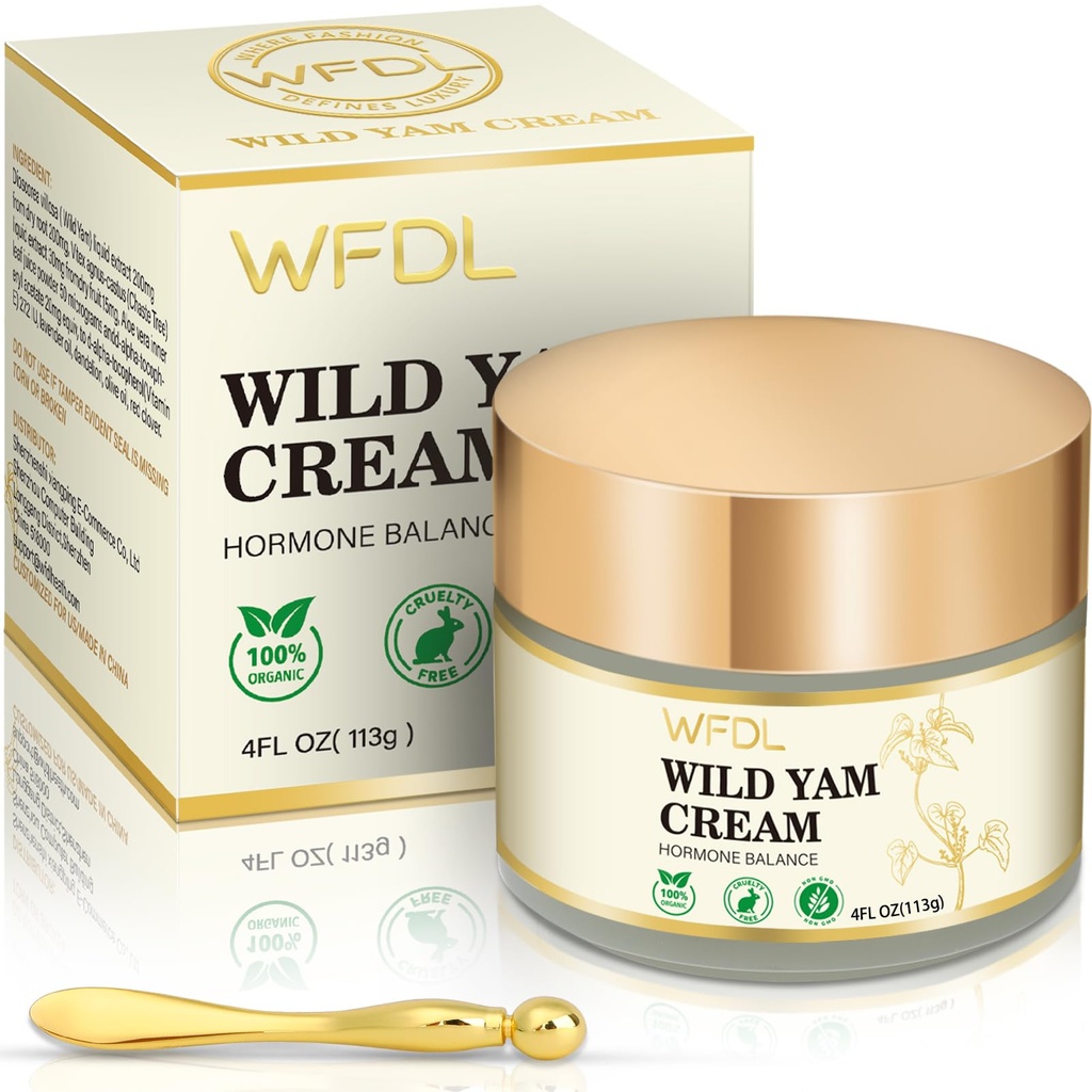 Crema di Yam Selvatico Organica con Clover Rosso, Crema idratante per le donne, Include Applicatore (4 oncia)