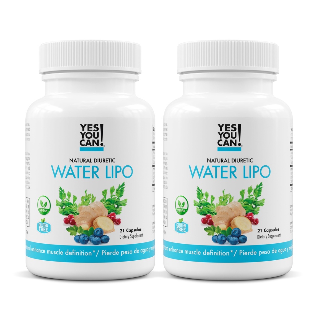 Si' che puoi! Pillole di Lipo dell'acqua naturale - Detergente diuretico con elettroliti e vitamine - aiuta con la ritenzione idrica - senza glutine, 21 capsule per bottiglia (2 pacchetto)