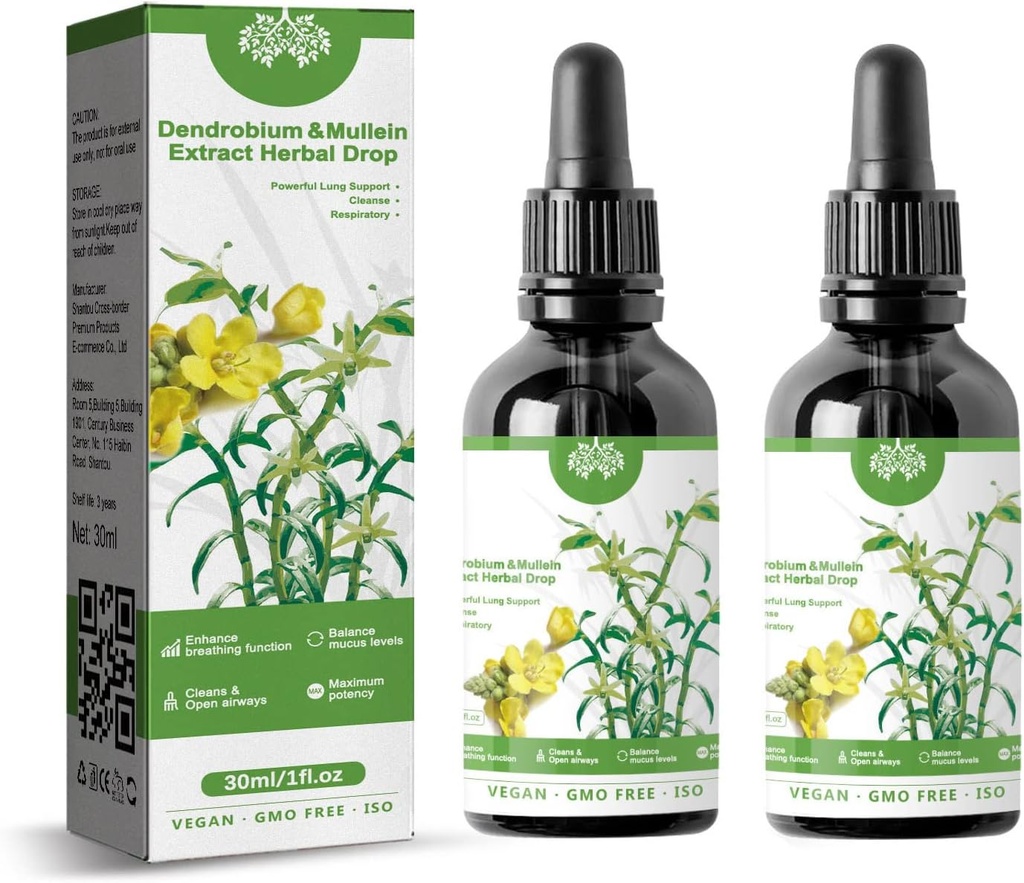 Dendrobium & Mullein Estratto di erbe gocce potente supporto polmonare, Dendrobium & Mullein Estratto di gocce di erbe, Herbal Care Essence(2pcs)
