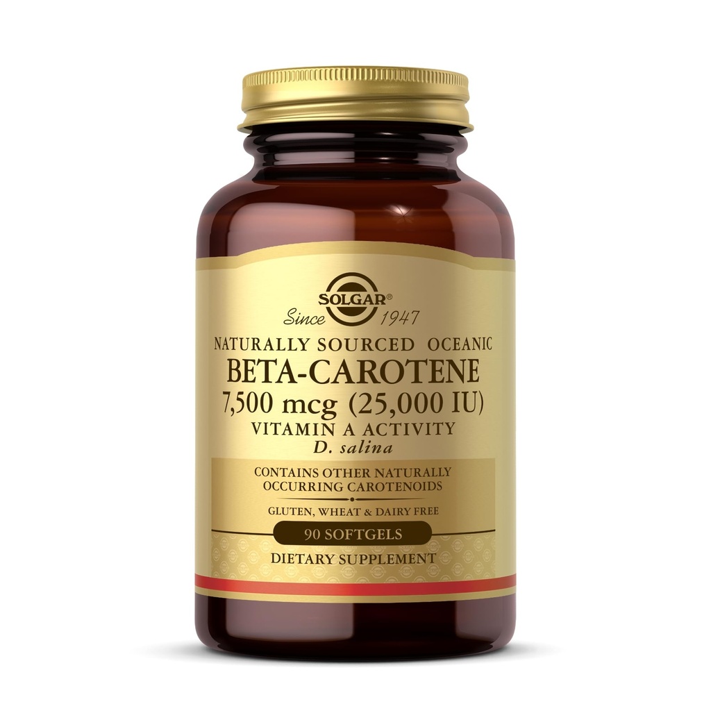 Solgar Oceanic Beta-Carotene 25.000 IU - 90 Softgels - Potente Antiossidante - 100% Pro-Vitamina Naturale A - Gluten Free, Dairy Free - 90 Serve