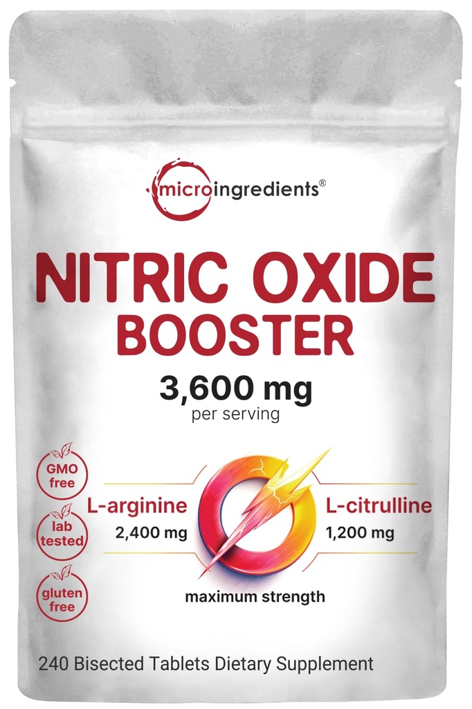 Nitric Oxide Integratori per Uomini & Donne 3.600mg, 240 Compresse Bisected | 80 Serve | Booster Nitrico Max Forza Ossido con L-Arginina & L-Citrullina | Muscle, Circulation & Heart Health Support