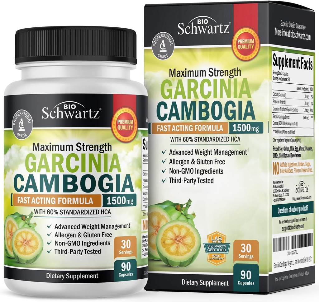 Garcinia Cambogia pillole di perdita di peso - 1500mg HCA puro estratto - rapidamente agisce Appetite Suppressant - Fat Burner per le donne e gli uomini per aiutare a perdere peso - Carb Blocker Metabolism Diet Pill - 90 capsule