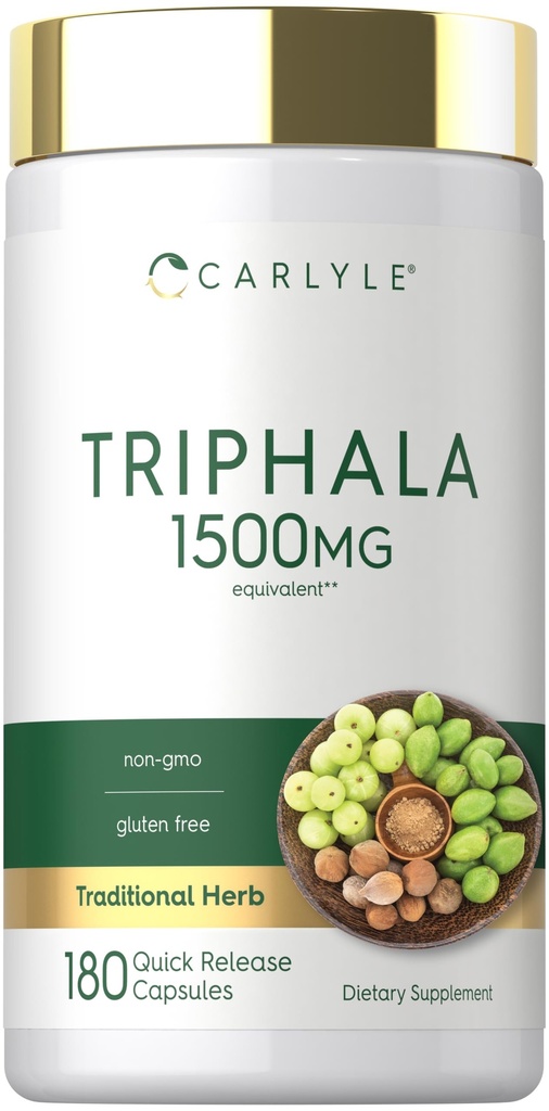 Carlyle Triphala Capsule 1500mg | 180 Count | Integratore di erbe | Non OGM e Gluten Free