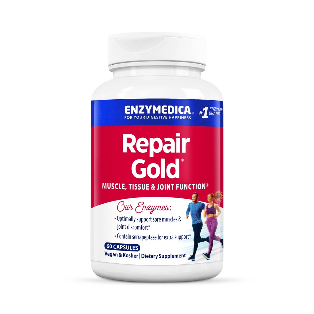 Enzimedica, Riparazione Oro, Enzimi Proteolitici, Integratore di Supporto Congiunto, Promuove il recupero del muscolo & Funzione di tessuto, 60 Conte