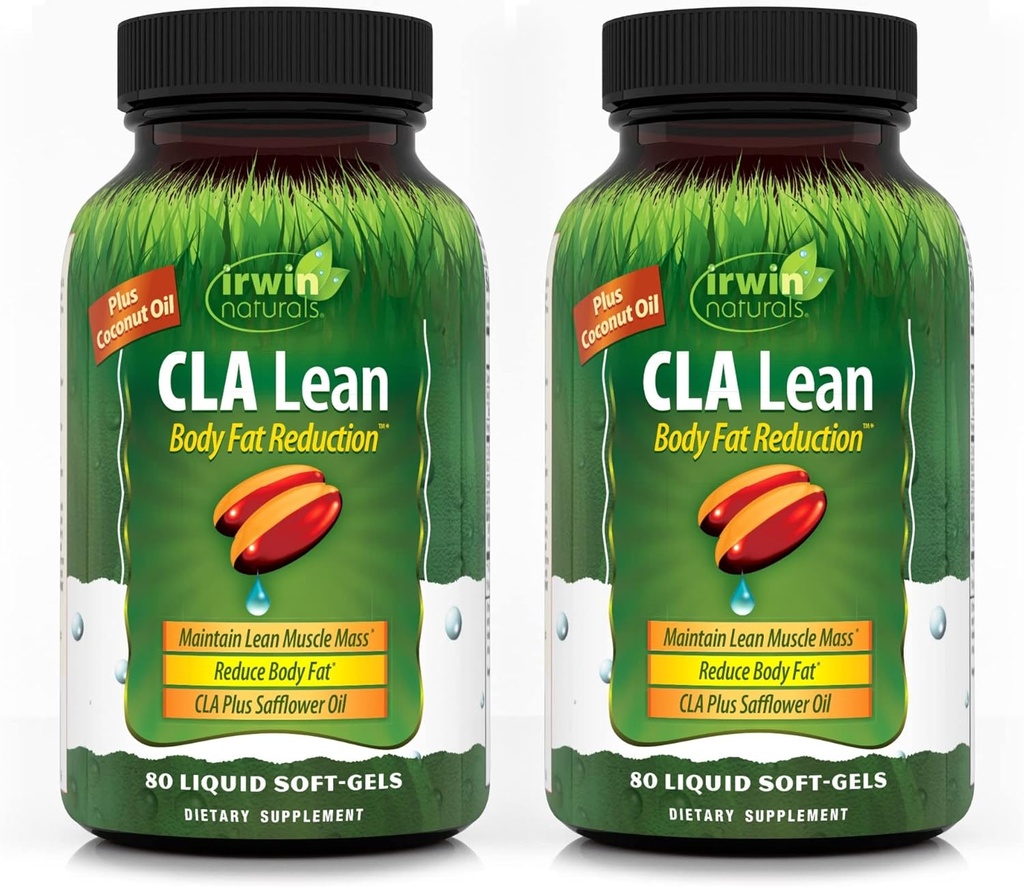 Irwin Naturals CLA Riduzione grassa del corpo magra - aiuta a ridurre il grasso corporeo e aumentare il tono muscolare - 80 Liquid Soft-Gels (Pack of 2)