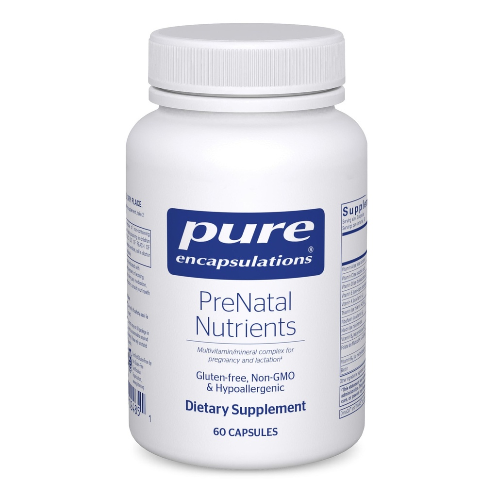 Pure Encapsulations PreNatal Nutrients - per Gravidanza & Lattazione - Aids Energy & DNA Development* - con Folate, Choline & Iron - Gluten Free & Non-GMO - 60 Capsule