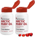 Olio di Rubino Artico - Omega 3 Supplemento con Astaxantina 2mg - Contiene acidi grassi essenziali e antiossidanti - Supporta cuore, cervello, occhio, pelle, Joint & Immune Health - 60 Softgels (2 Confezione)