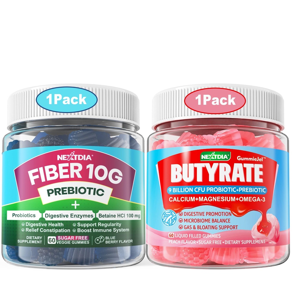 Butyrate Gummies con Probiotico + Prebiotico + Postbiotico + Fibra Gummies per Adulti