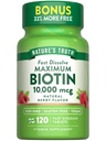 La verità della natura Biotin 10000mcg | 120 compresse di dissolve veloci | Forza massima | Natural Berry Flavor | Vegan, Non OGM & Gluten