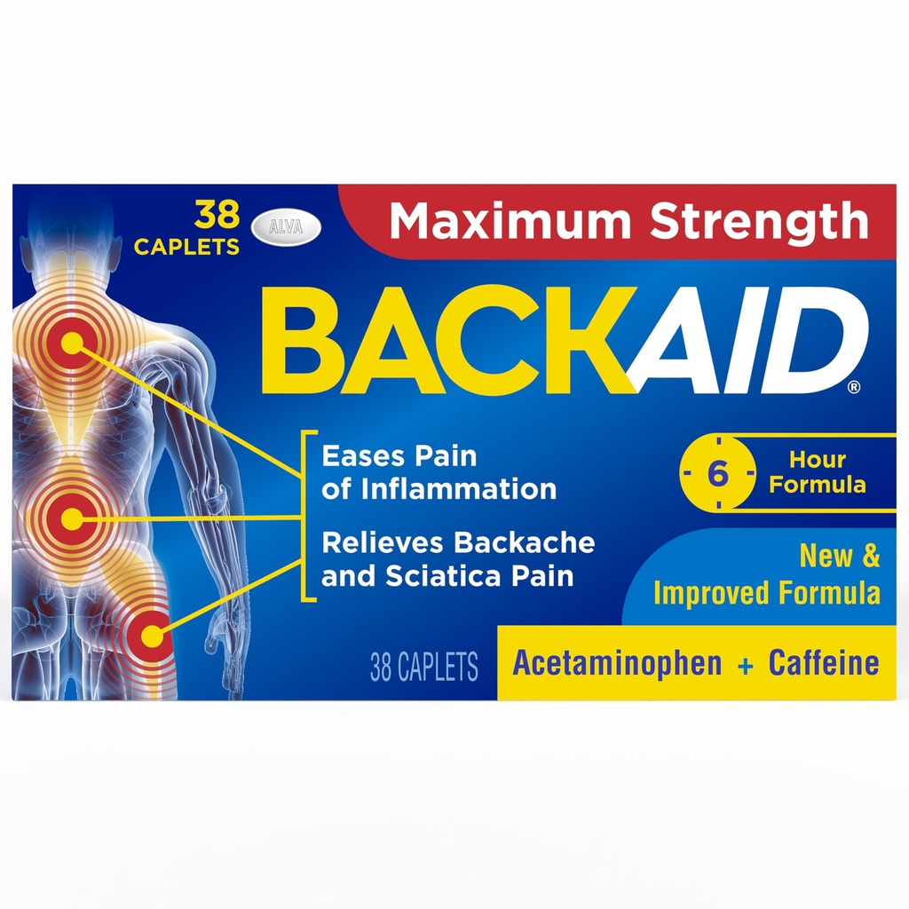 Rilievo di dolore senza aspirina da Backache, Sciatica e Leg Pain, Potente Combinazione, Formula 6 ore lunga durata, 38 conte