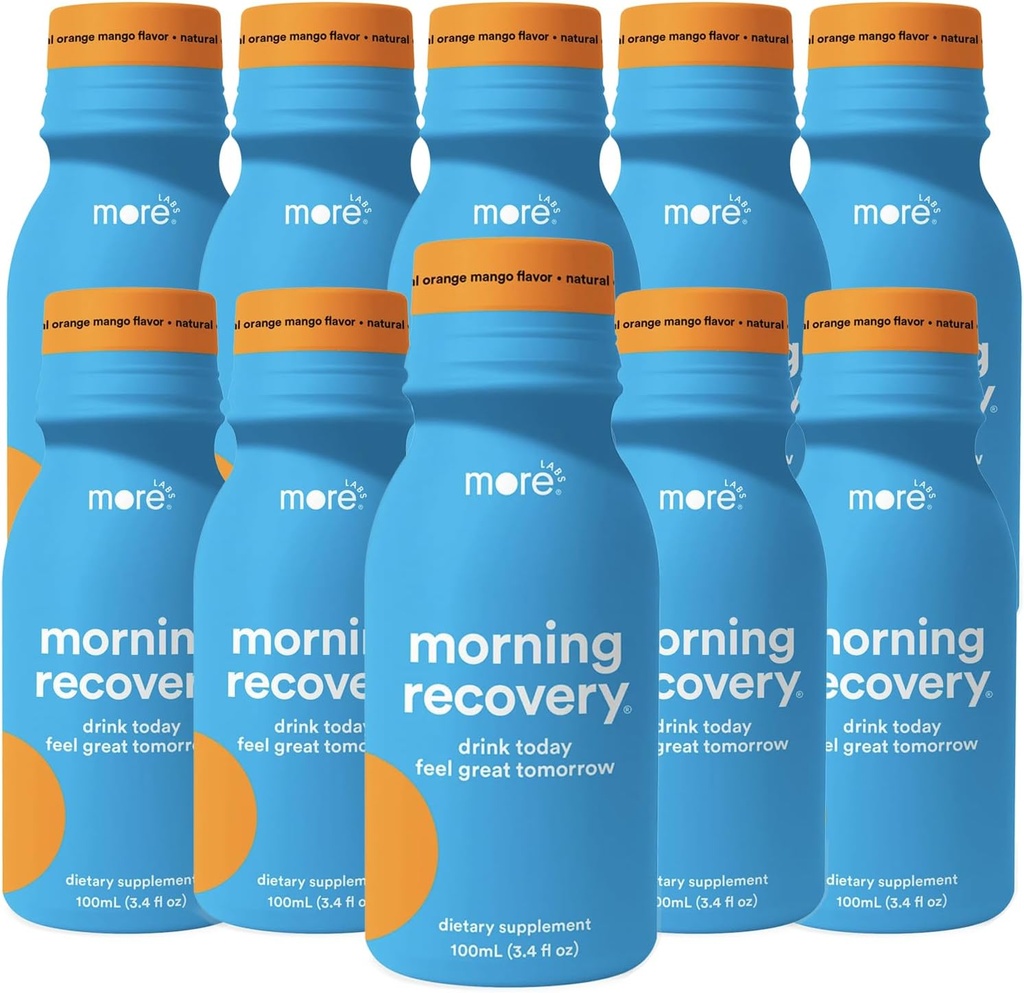 Più Labs Morning Recovery Orange Mango Flavor Electrolyte & Milk Thistle Drink 10 Pack | Hydrate Mentre Bere | Liquido altamente solubile DHM