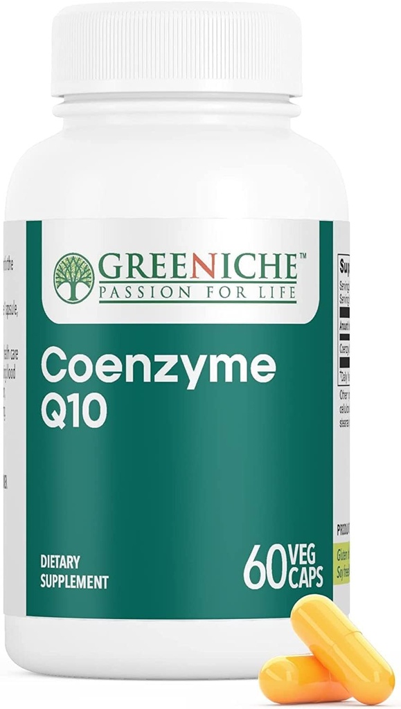 Greeniche Coenzyme Q10, 60 Caps, Alto assorbimento Coq10, Vegan, Gluten Free