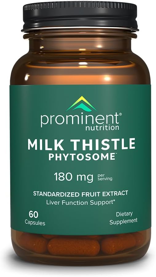 Phytosome del cardo del latte di nutrizione eccellente, Estratto di cardo del latte di Siliphos clinicamente ricercato per la funzione del fegato, Detox e supporto di pulizia, standardizzato al 29% Sylibin, 180 mg, 60 capsule -1 Pack