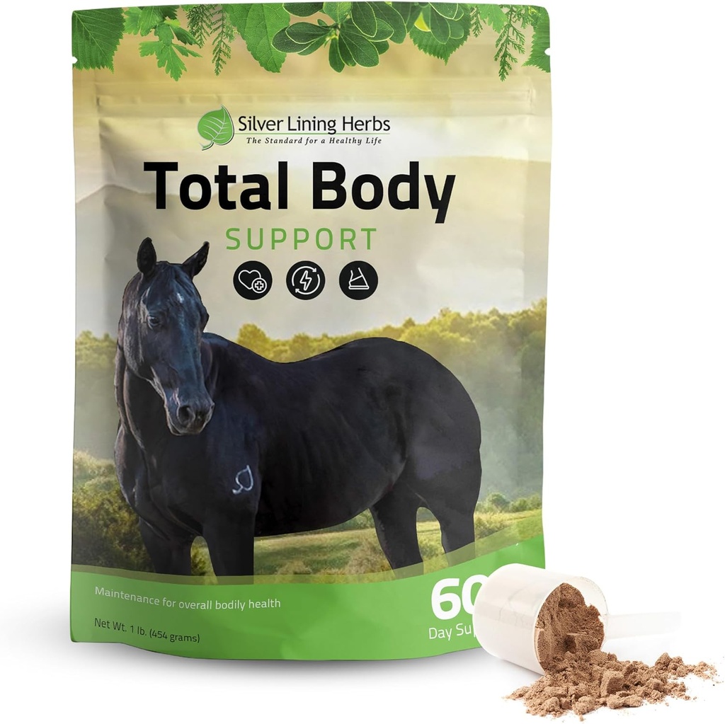 Silver Lining Herbs Total Body Horse Supplements Polvere per la salute mentale e globale - Promuovere una migliore pelle e cappotto sano per cavalli - Natural Herbal Equinity Horse Supplement - 1 lb Bag