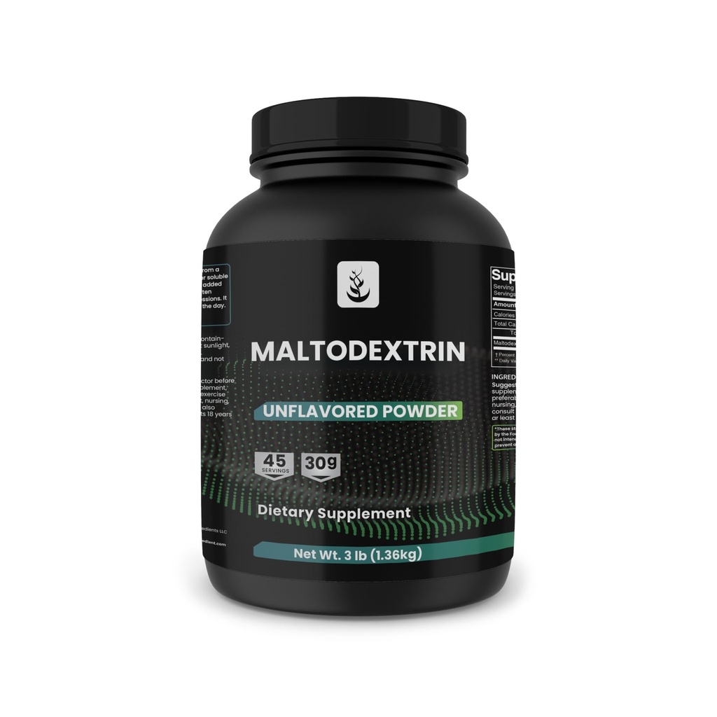 PURE INGREDIENTI ORIGINALI Maltodestrina, 3 lb, Nessun filler di magnesio o di riso, non aromatizzati