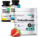 ColonBroom Psyllium Husk Powder, Colon Broom Cleanser Fiber Supplemento per Bloating Relief & Gut Health + Day & Night Burner Supplements, Pillole di gestione del peso (60 Servings), 3 Articoli