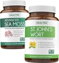 Sea Moss & St. John's Wort (2-Month Supply) Mood Moss Blend - Organic Irish Sea Moss - Raw Vegan Supplement (180 Caps) & St John Wort con potente 900mcg Hypericin Vegan Non-GMO (180 capsule)