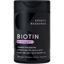 Sport Research® Biotin 10.000mcg con olio di cocco biologico - Biotina (Vitamina B7) per la pelle sana e il supporto dei capelli* - per le donne e gli uomini - Vegan, Non OGM, Gluten & Soy-Free - 120 Veggie Softgels