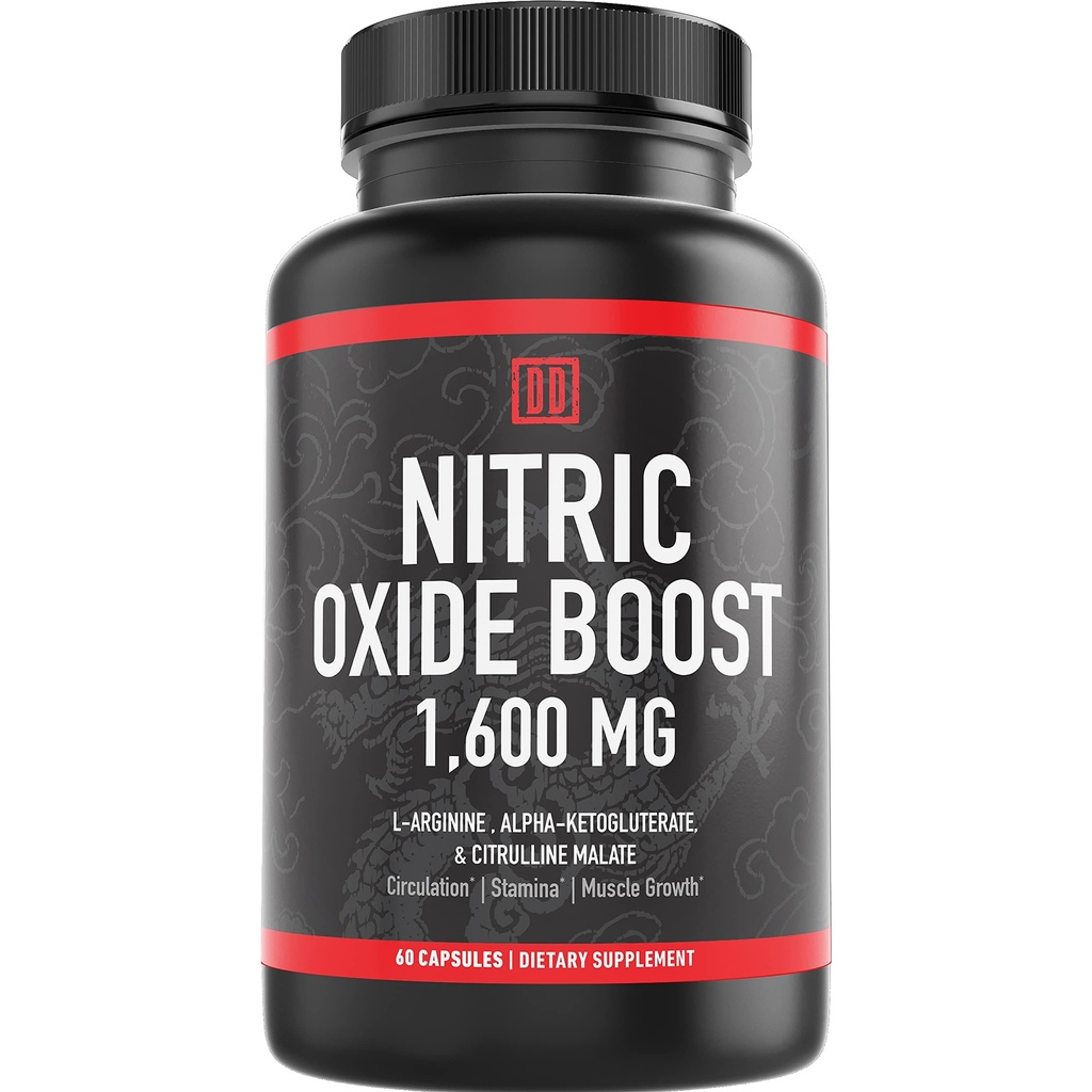 Nitric Oxide Booster Supplemento, 1600mg Extra Strength L-Arginina, Citrulline Malate e Alpha-Ketoglutarate (60 Conte, 1 Bottiglia)