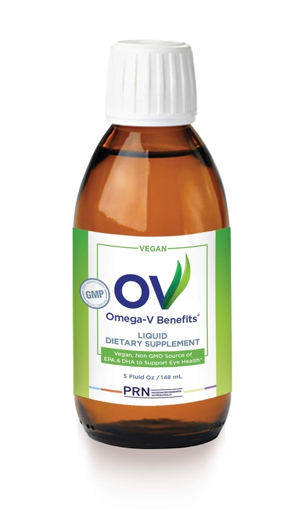 Omega-V Benefici liquido Omega 3 supplemento - 5 oz, 30 giorni di alimentazione - Vegan supplemento con 1000mg EPA & DHA per la salute degli occhi