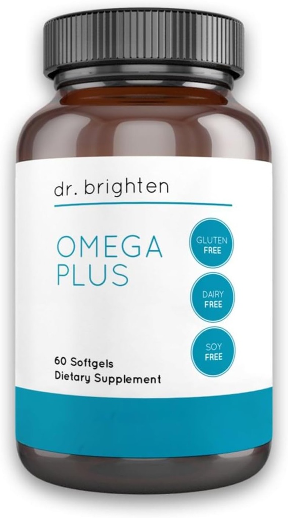 Dr. Brighten Omega Plus — 1600 mg di EPA/DHA non OGM Fish Oil Supplemento per cuore, cervello e sistema immunitario — 60 Softgels