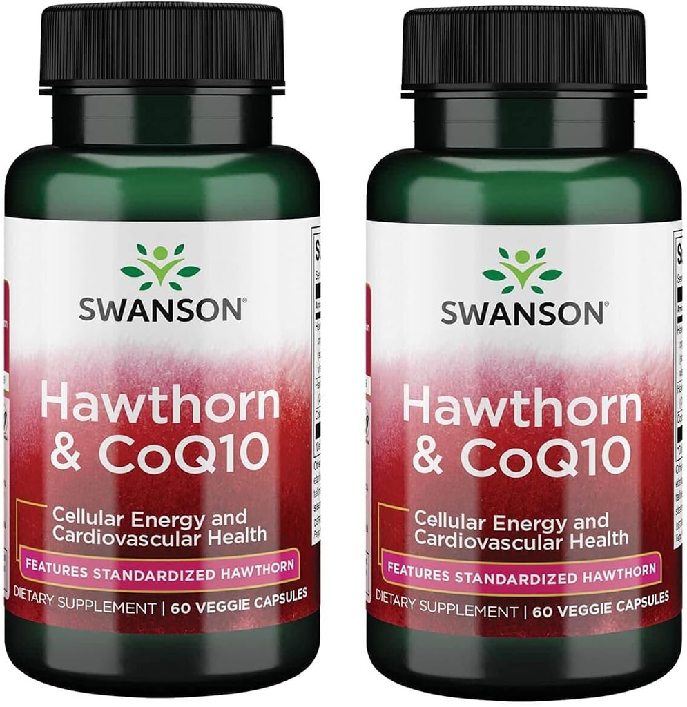 Swanson Hawthorn & Coq10 60 capsule di veg (2 Confezione)