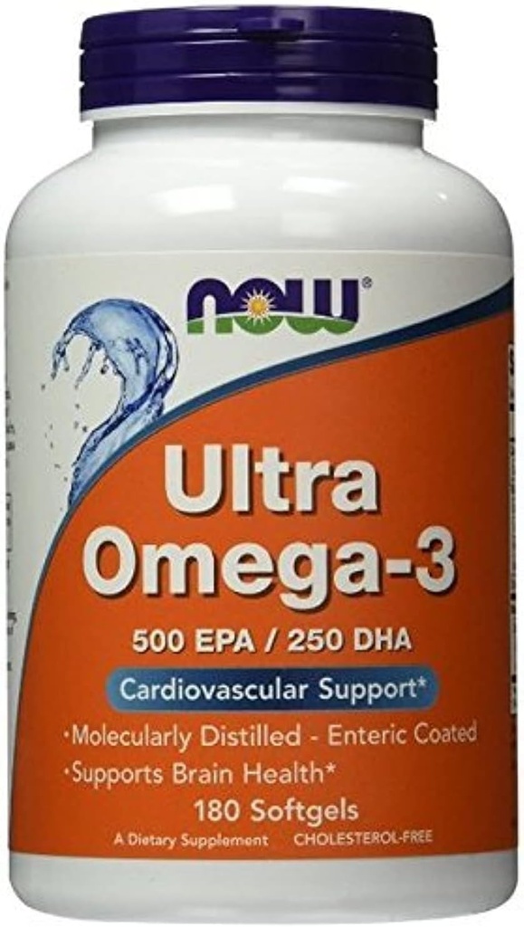 Ultra Omega-3 500 EPA/250 DHA, 180 Softgels, da NOW Foods (Pack of 2)