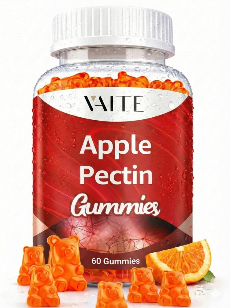 Gummie di pectina di mele - Integratore ad alta fibra con il colesterolo naturale di 2000mg Supporto inferiore, promuove il benessere digestivo & Stomach Comfort, Non-OGM & Gluten Integratori di erbe senza glutine - 60 Gummy Vegan