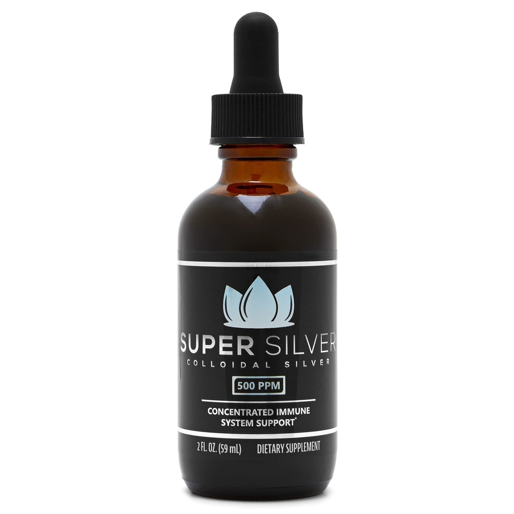 Super Silver 500 PPM Colloidal Silver - Bottiglia di 2 once con Dropper