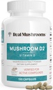 Vitamina D2 di Shiitake & Agaricus – Vegan Mushroom-Based D Supplemento – Vitamine per il Supporto Benessere Complessivo – Organico, Non OGM, 1000 IU – 120 Conte Funzionale Mushroom