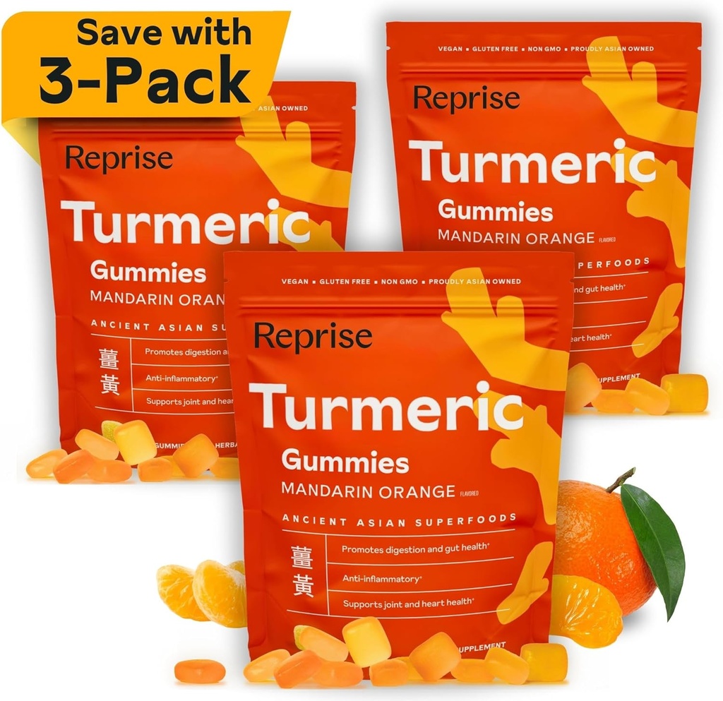 Gummies curcuma per le donne | Supplemento curcumina Gummies per l'infiammazione | Supplemento curcuma per gli adulti | Curcumina naturale, Basso sigaro, Vegan, Mandarin Orange Flavor, 45 conte (Pack of 3)