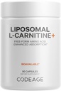 Codeage Liposomal L-Carnitine+ Supplemento - 500 mg L-Carnitina L-Tartrate per Serve - Free-Form Aminoacido - Carnitina - Liposomal Delivery - Vegan, Non-OGM, Gluten-Free - 90 capsule