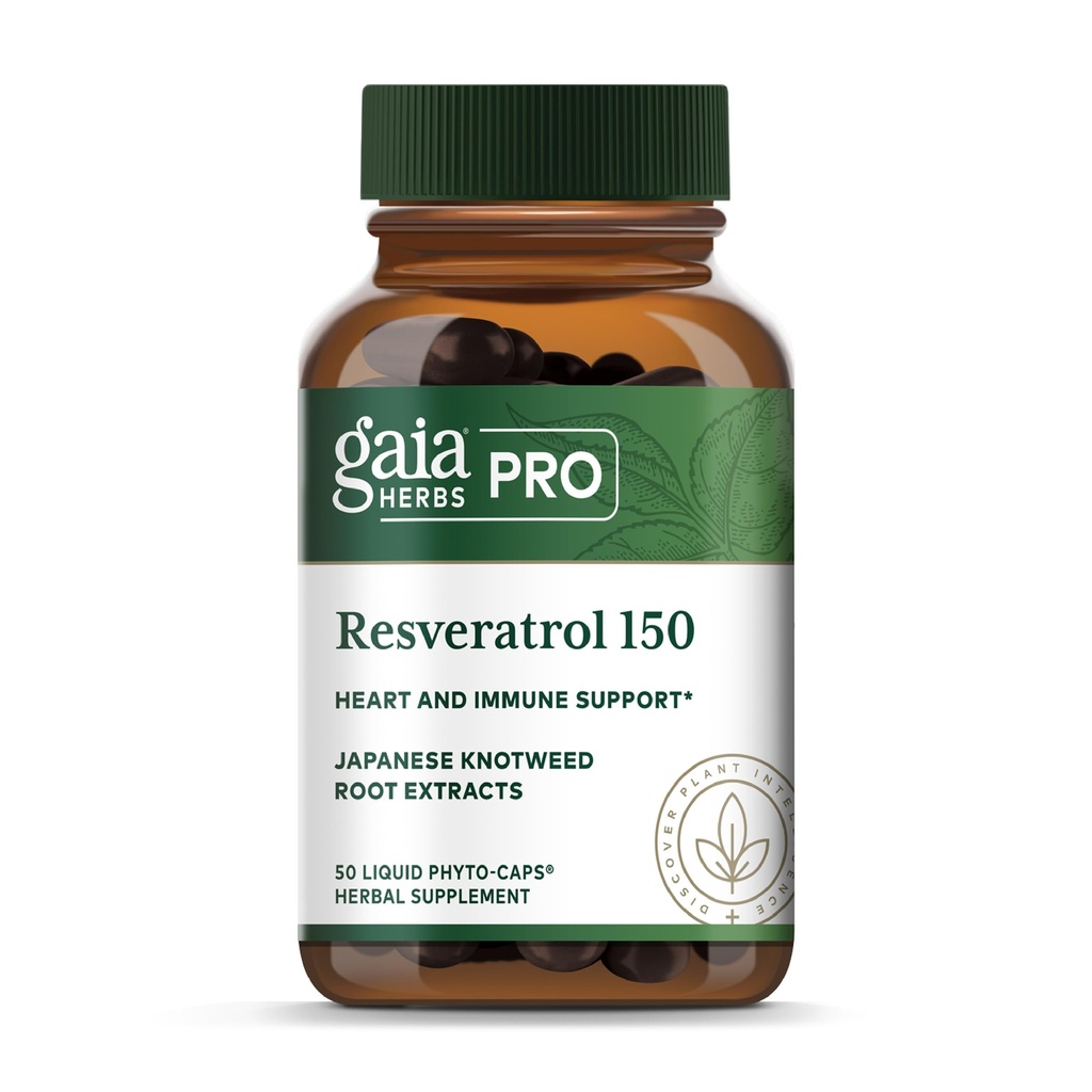 GAIA HERBS PRO Resveratrolo 150 - Offre la salute del cuore e il supporto immunitario - Contiene nodo giapponese - Vegan, Soy-Free & Gluten-Free - 50 Liquid Phyto-Caps (25 Serve)