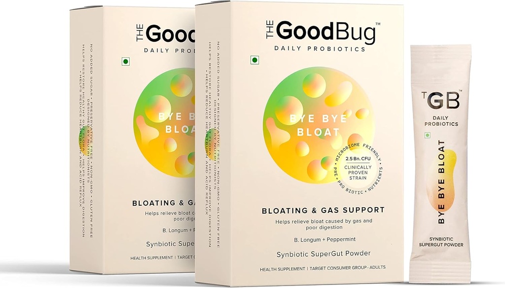 Il buon Bug Prebiotic + Probiotic Gut Salute per gli uomini e le donne - aiuta con la salute digestiva - Boost Immunity with Peppermint & Inulin, Synbiotic Fiber Powder, 2.5 Bn CFU - 60 giorni Pack