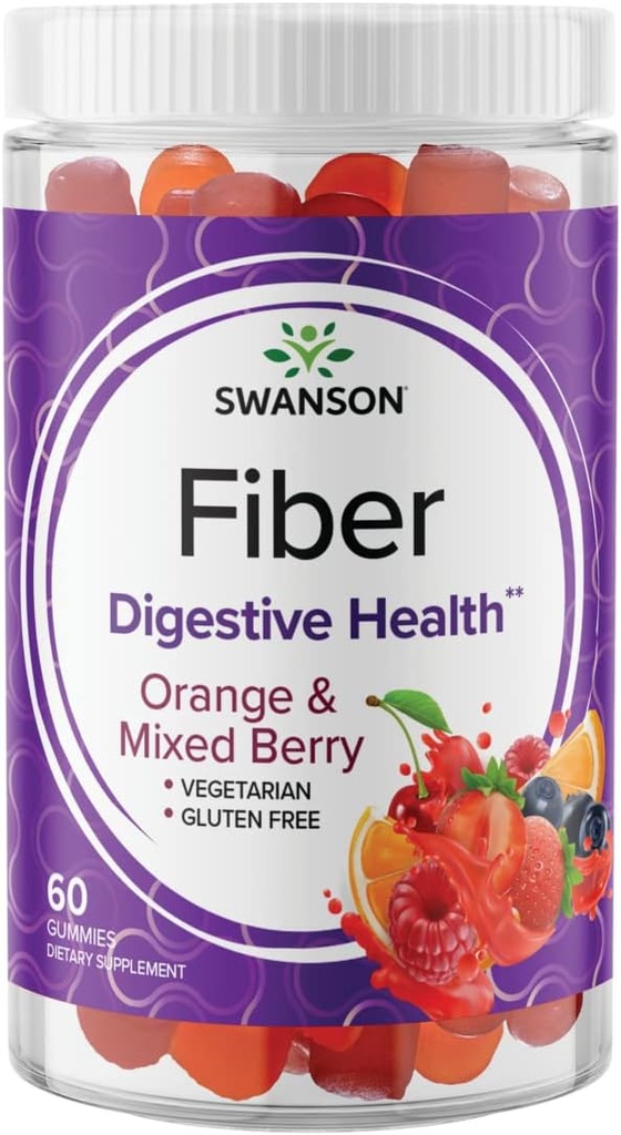 Gummie di fibre di berbino miste Swanson - Supporto digestivo Promuovere Regolarità e livelli di lipidi sani - Tutto Formula naturale per aiutare a sostenere un sano microbioma Gut - (60 Gummies, 5g ciascuno)