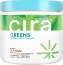 Cira Daily Greens - naturalmente addolcito, polvere di Superfood di Spirulina Organica con ingredienti Premium, antiossidante-ribalzo per il debuglio, digestione, & Energy - Mango, 30 Serve