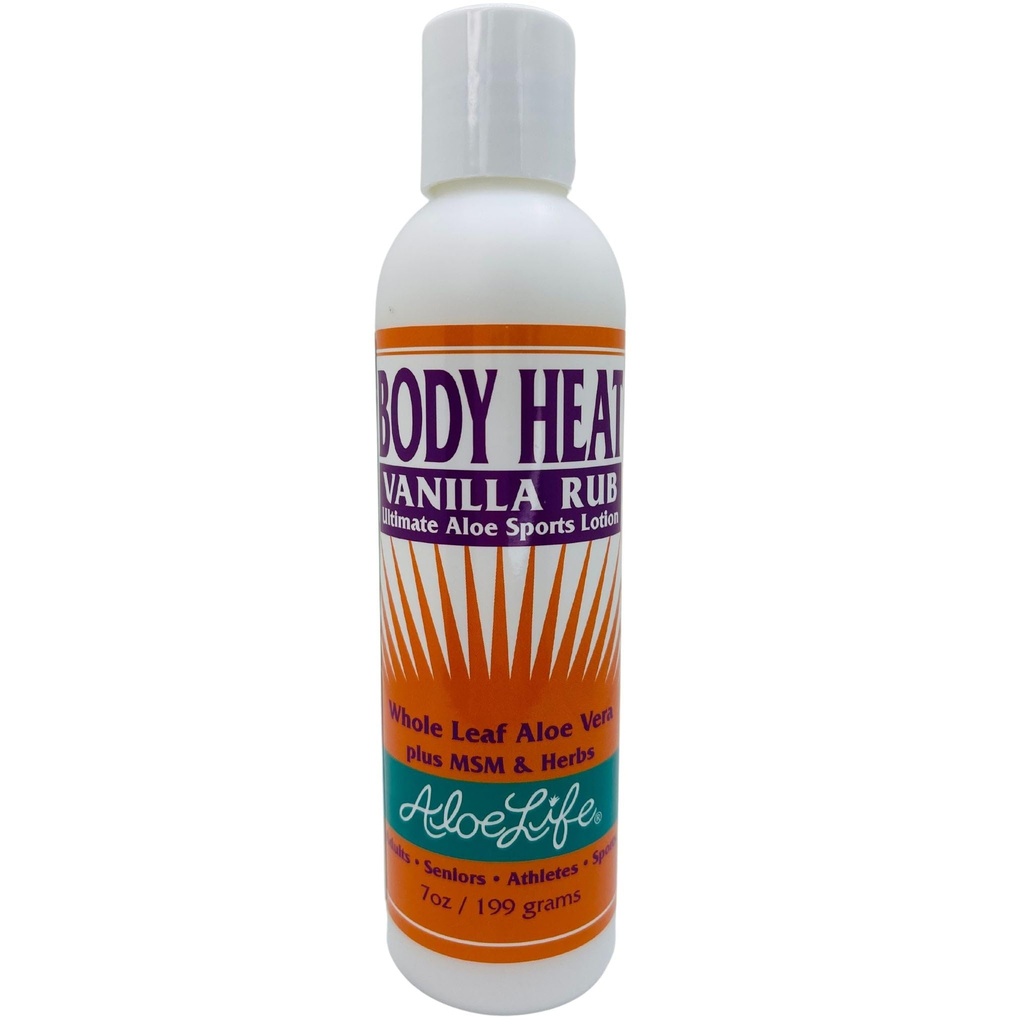 Aloe Life - Body Heat Vanilla Rub, Lubricating, Warming Action, Soothes & Relieves Sore Muscles, Sicuro per anziani e atleti, aiuta a ridurre la tensione e lo stress, senza glutine (7 oz)