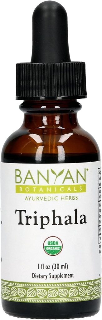 Banyan Botanicals Triphala Liquid Herbal Extract – Estratto di Triphala Organico con Amla, Haritaki & Bibhitaki – per Detox giornaliero, Regolarità e ringiovanimento* – 1oz. – Non OGM Sostenibilmente Sorgente Vegan